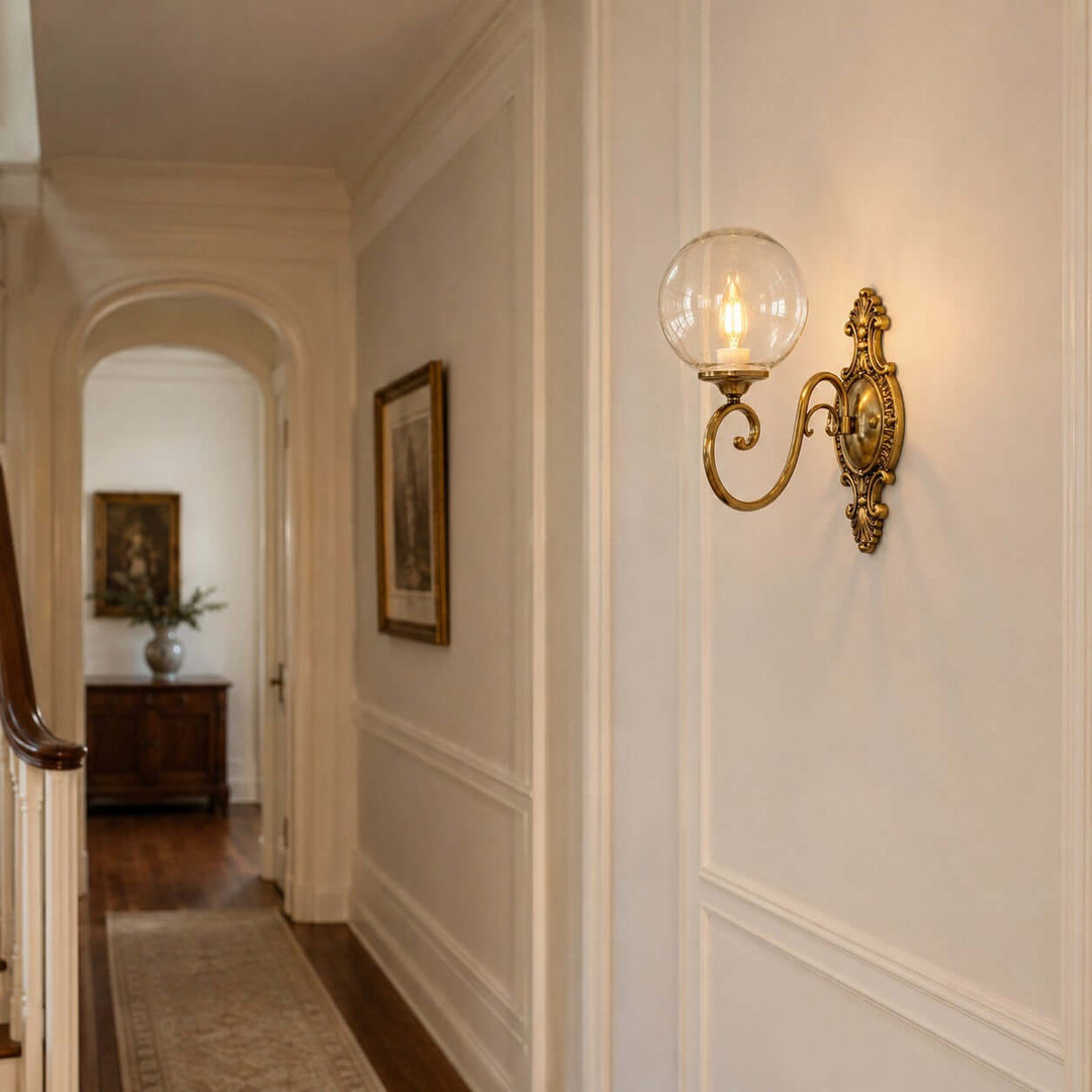 Elouise Vintage French Glass Globe Wall Sconce for Hallway | Vinlighting