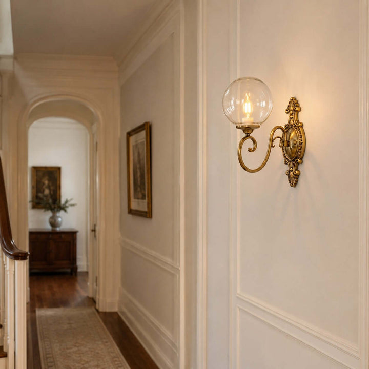Elouise Vintage French Glass Globe Wall Sconce for Hallway | Vinlighting