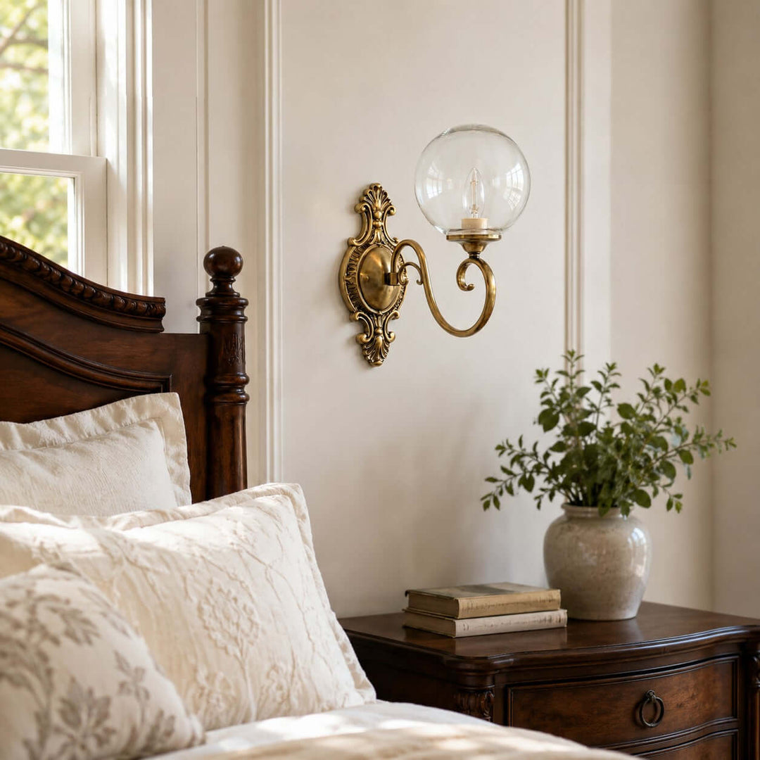 Elouise Vintage French Glass Globe Wall Sconce for Hallway | Vinlighting