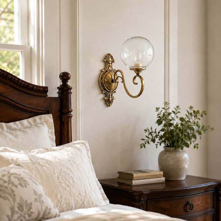 Elouise Vintage French Glass Globe Wall Sconce for Hallway | Vinlighting