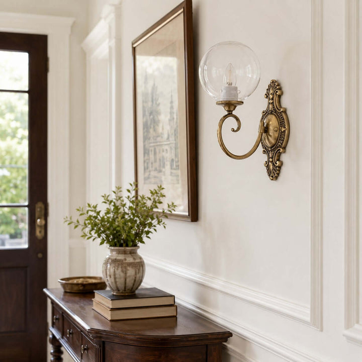 Elouise Vintage French Glass Globe Wall Sconce for Hallway | Vinlighting