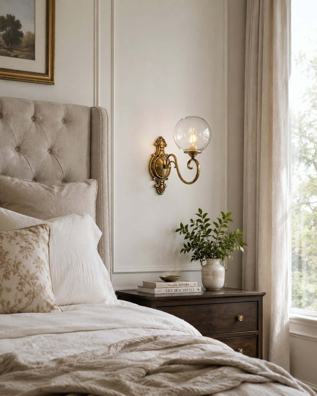Elouise Vintage French Glass Globe Wall Sconce for Hallway | Vinlighting