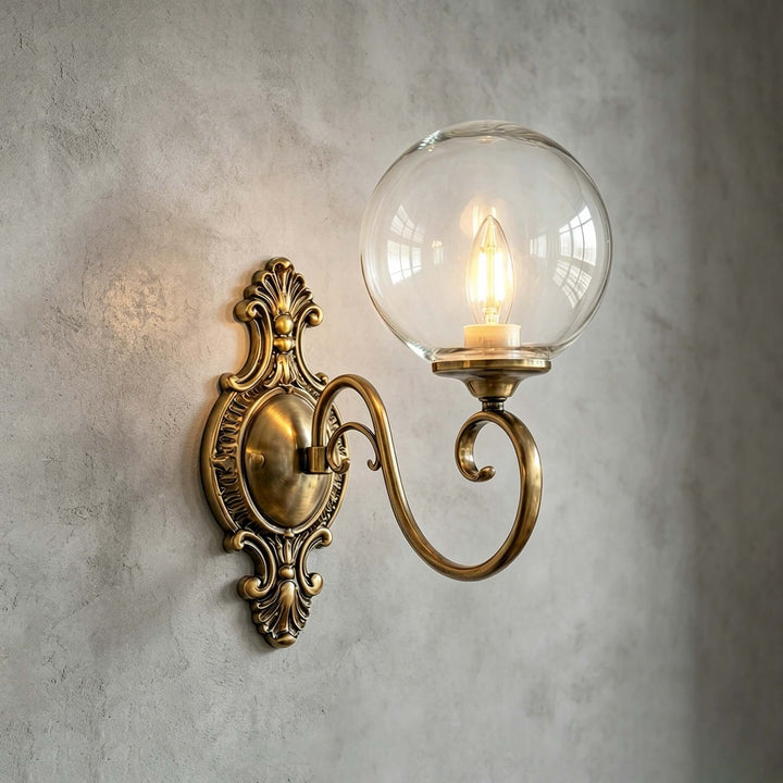 Elouise Vintage French Glass Globe Wall Sconce for Hallway | Vinlighting