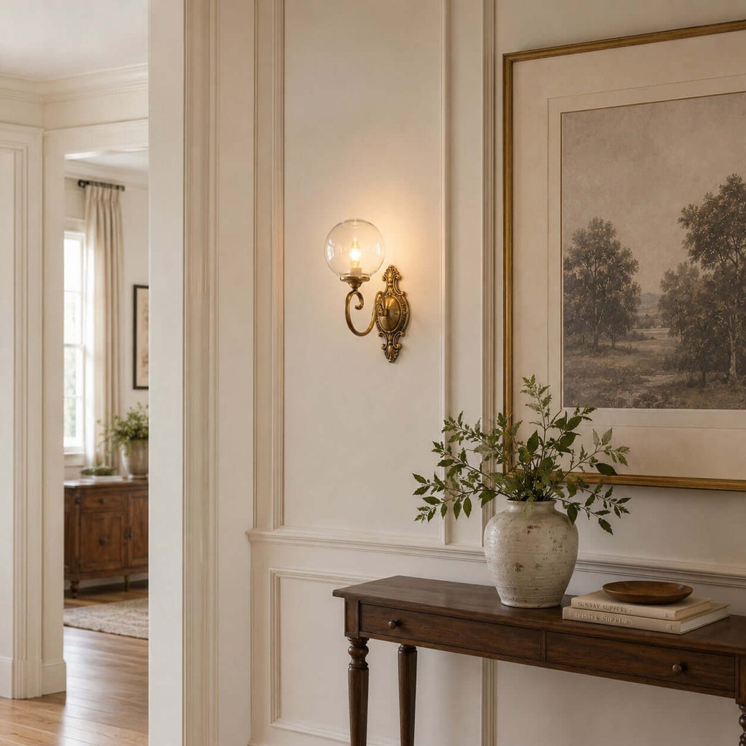 Elouise Vintage French Glass Globe Wall Sconce for Hallway | Vinlighting