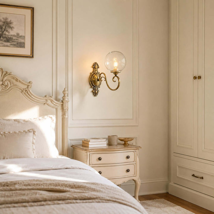 Elouise Vintage French Glass Globe Wall Sconce for Hallway | Vinlighting