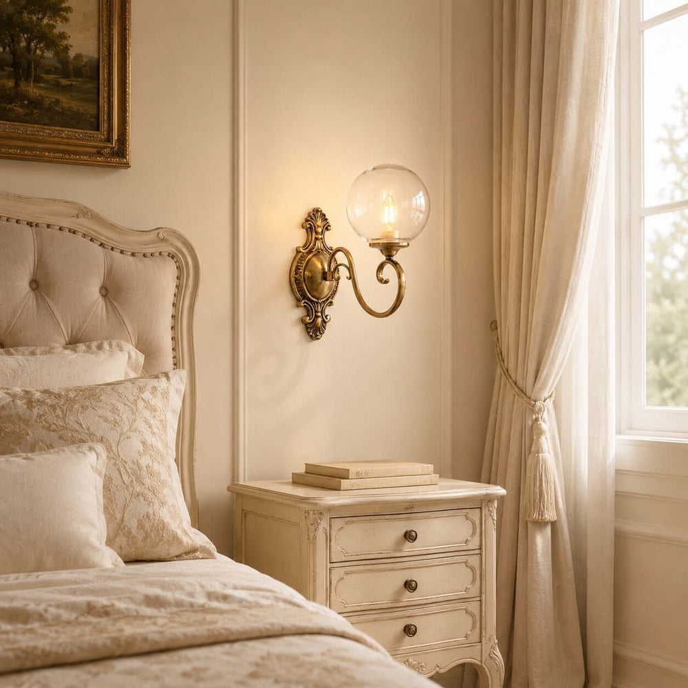 Elouise Vintage French Glass Globe Wall Sconce for Hallway | Vinlighting