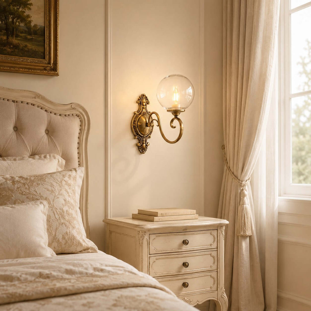 Elouise Vintage French Glass Globe Wall Sconce for Hallway | Vinlighting