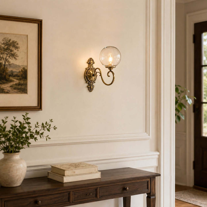 Elouise Vintage French Glass Globe Wall Sconce for Hallway | Vinlighting