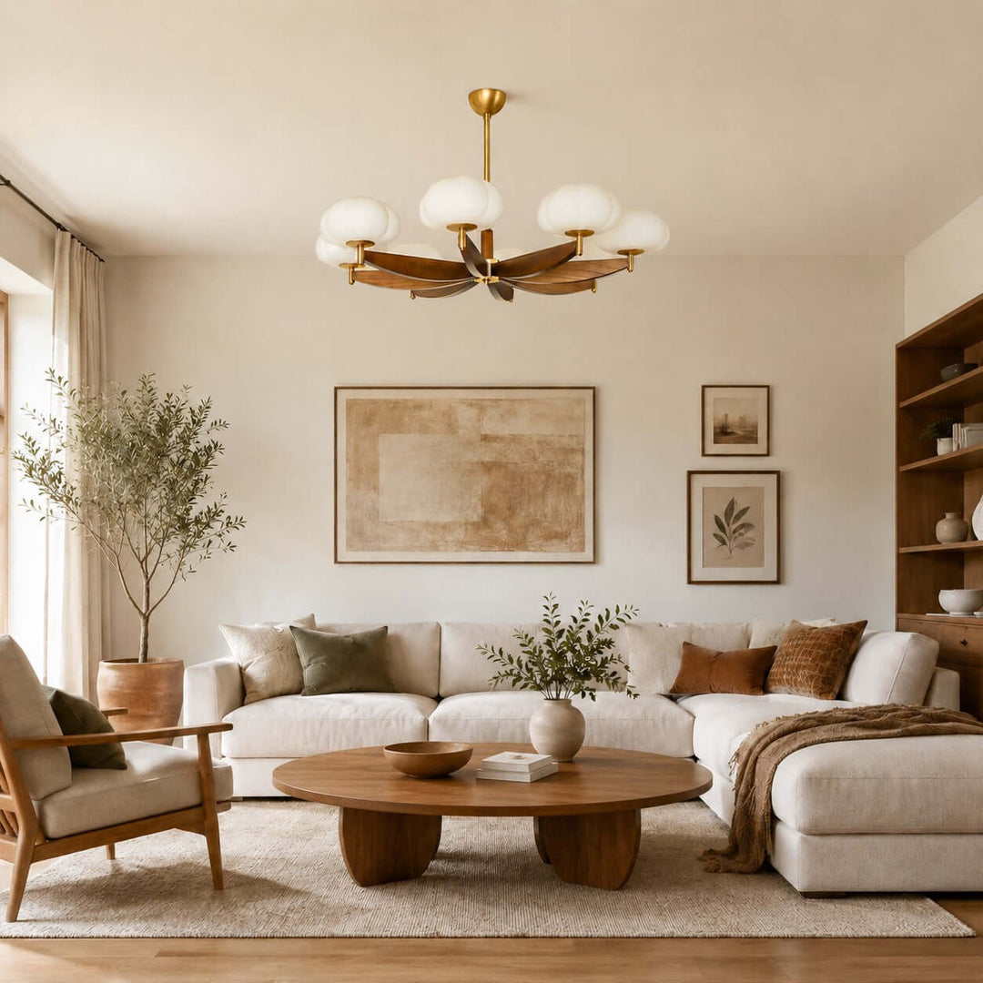 Elowra Retro Wooden Chandelier for Dining and Living Rooms | Vinlighting