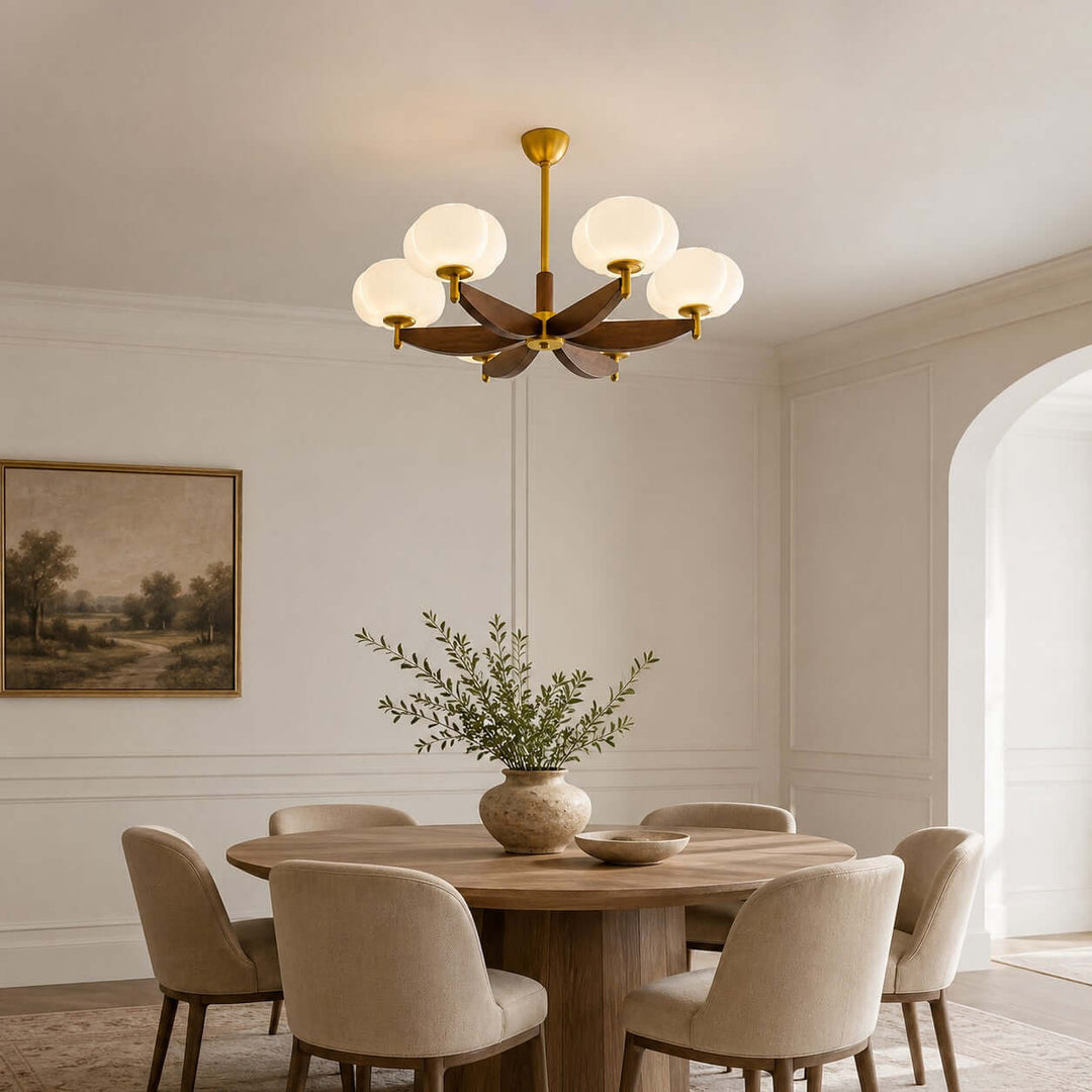 Elowra Retro Wooden Chandelier for Dining and Living Rooms | Vinlighting