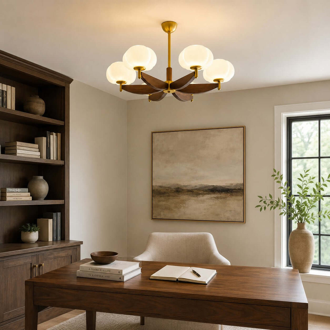Elowra Retro Wooden Chandelier for Dining and Living Rooms | Vinlighting