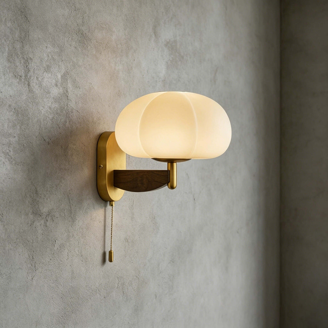 Elowra Retro Pull Chain Sconce - Mid-Century Glass Wall Light | Vinlighting