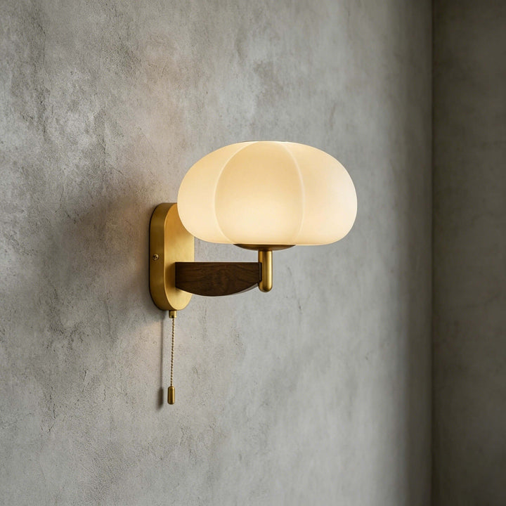 Elowra Retro Pull Chain Sconce - Mid-Century Glass Wall Light | Vinlighting