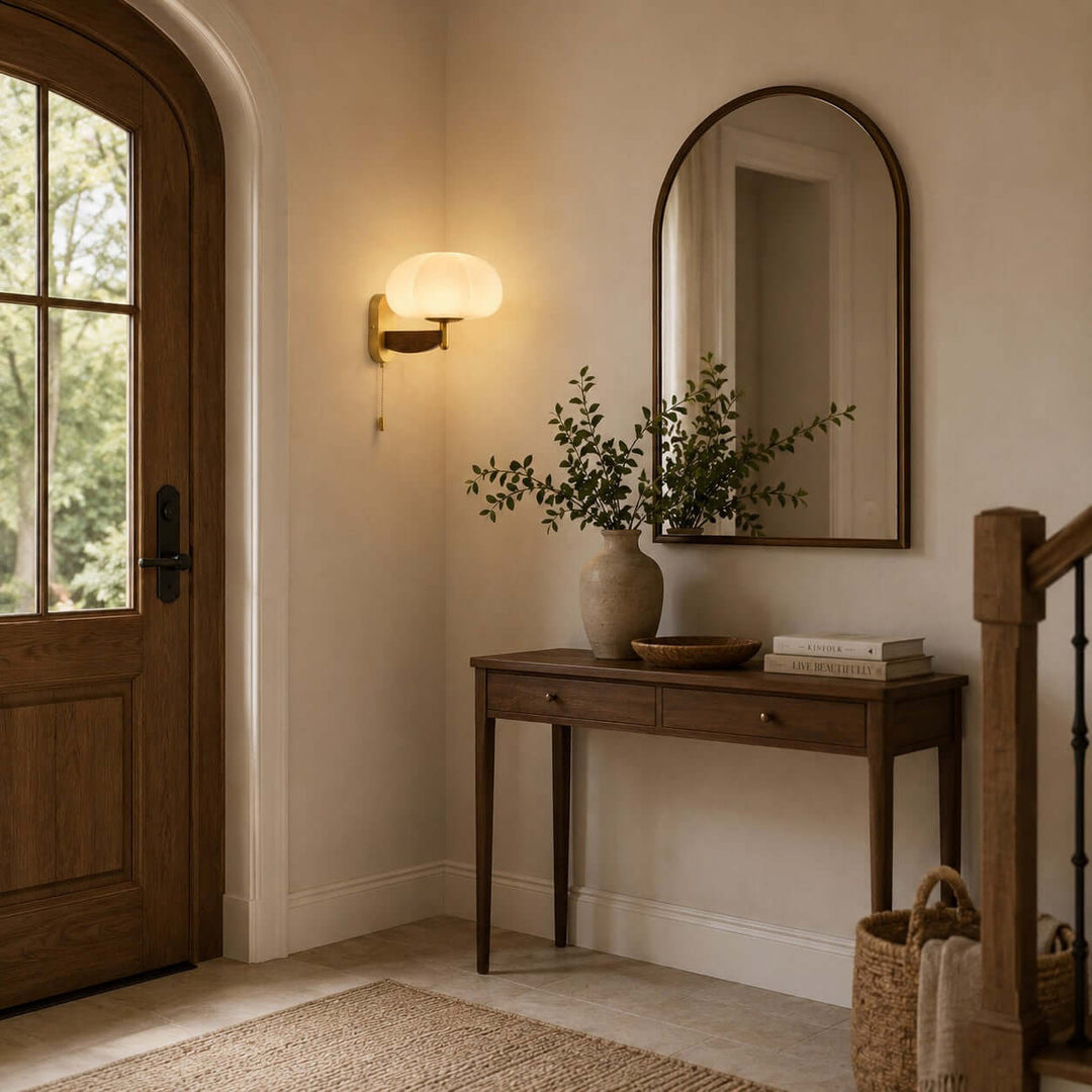 Elowra Retro Pull Chain Sconce - Mid-Century Glass Wall Light | Vinlighting
