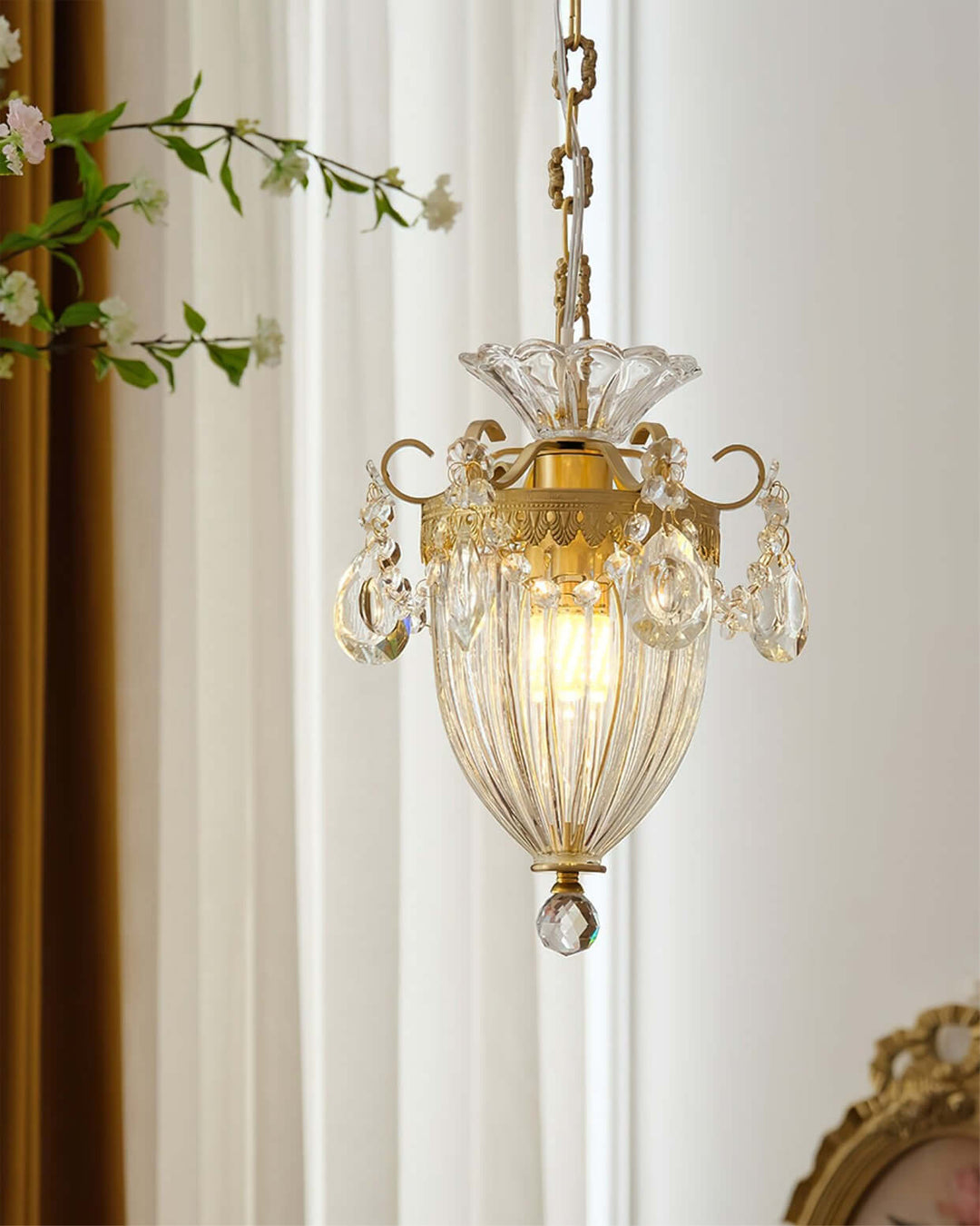 Elyxis Pendant Lamp – French Light Luxury Brass and Crystal Decor Lamp