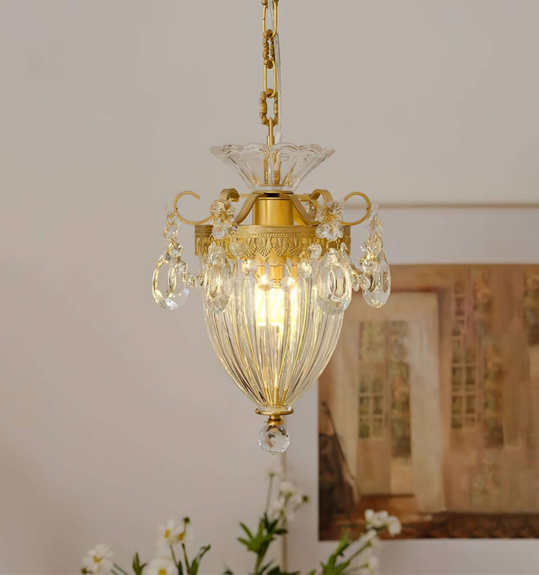 Elyxis Pendant Lamp – French Light Luxury Brass and Crystal Decor Lamp