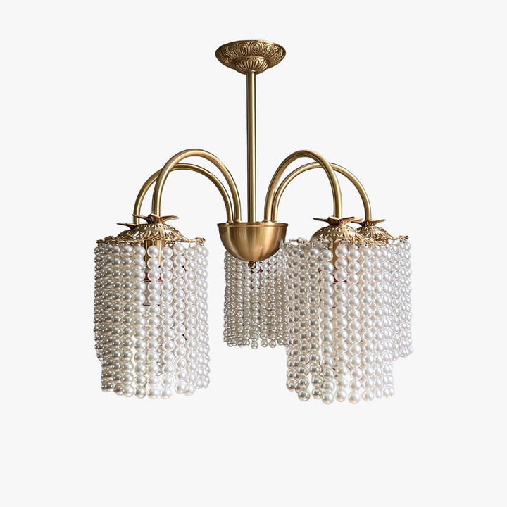 Erovila Chandelier - French Vintage Luxury Brass Pearl Lighting