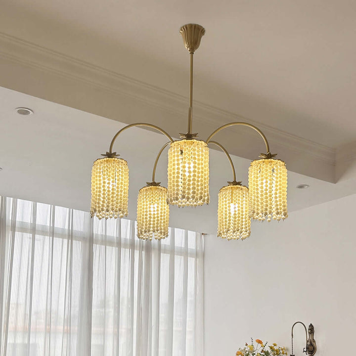 Erovila Chandelier - French Vintage Luxury Brass Pearl Lighting