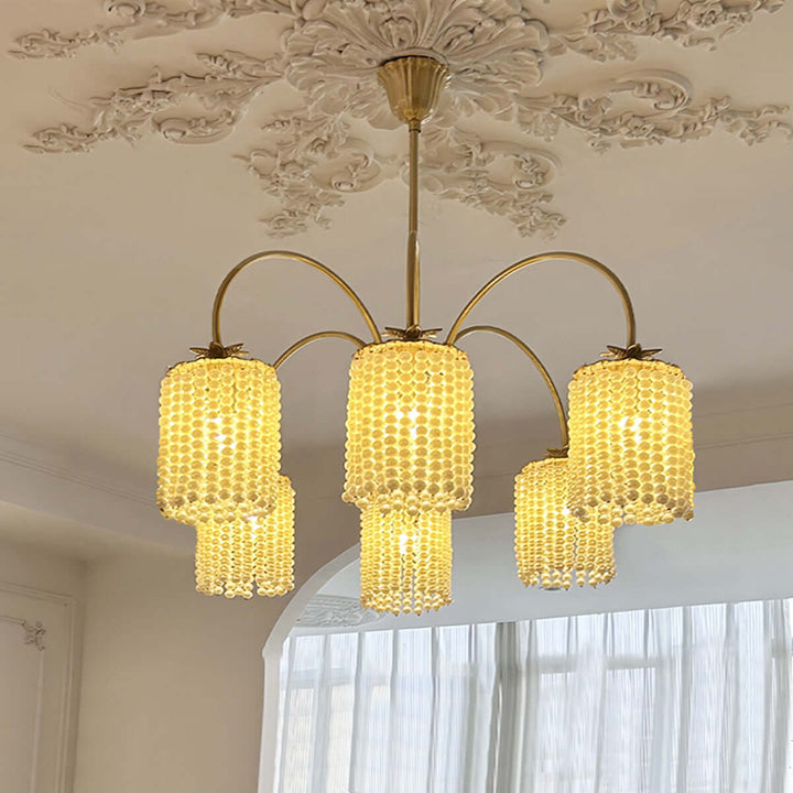 Erovila Chandelier - French Vintage Luxury Brass Pearl Lighting