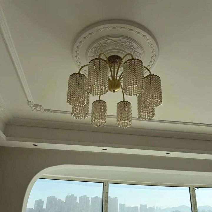 Erovila Chandelier - French Vintage Luxury Brass Pearl Lighting