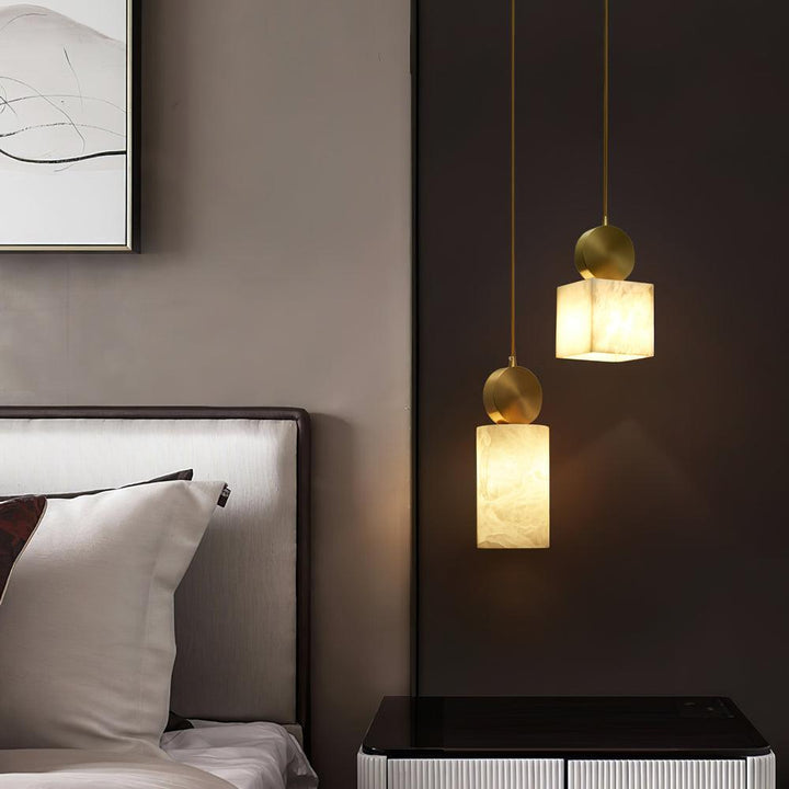 Etruscan Alabaster Pendant Light | Mid Century Mini Hanging Lamp | Vinlighting | Vinlighting