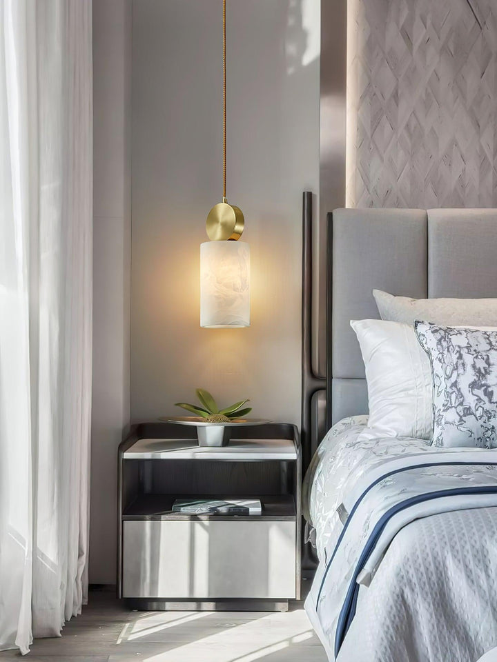 Etruscan Alabaster Pendant Light | Mid Century Mini Hanging Lamp | Vinlighting | Vinlighting