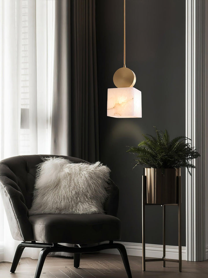 Etruscan Alabaster Pendant Light | Mid Century Mini Hanging Lamp | Vinlighting | Vinlighting