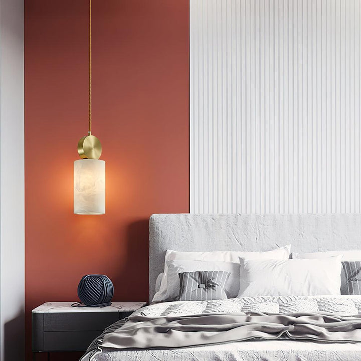 Etruscan Alabaster Pendant Light | Mid Century Mini Hanging Lamp | Vinlighting | Vinlighting