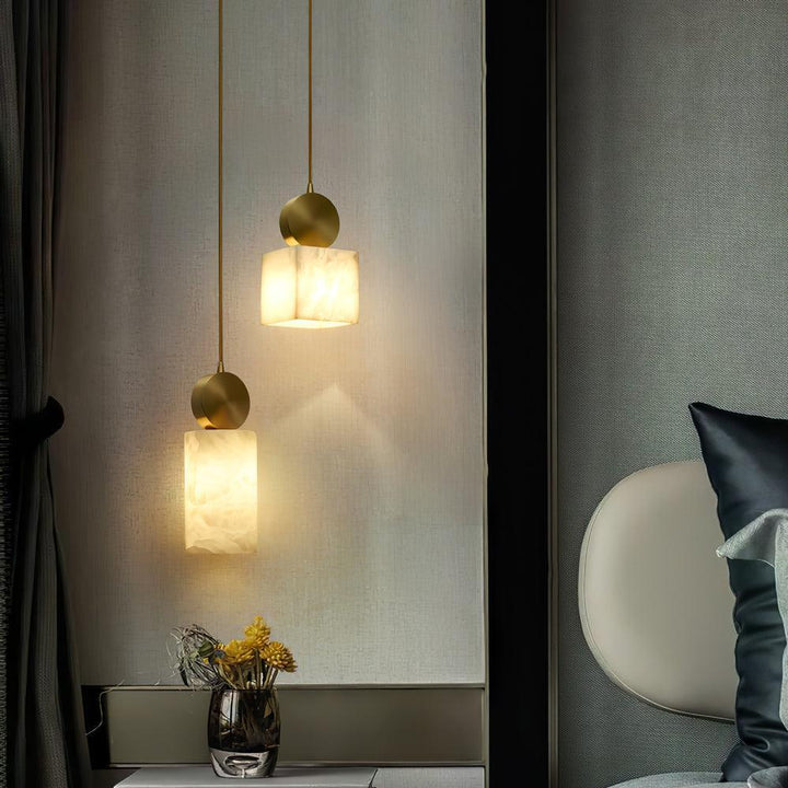 Etruscan Alabaster Pendant Light | Mid Century Mini Hanging Lamp | Vinlighting | Vinlighting