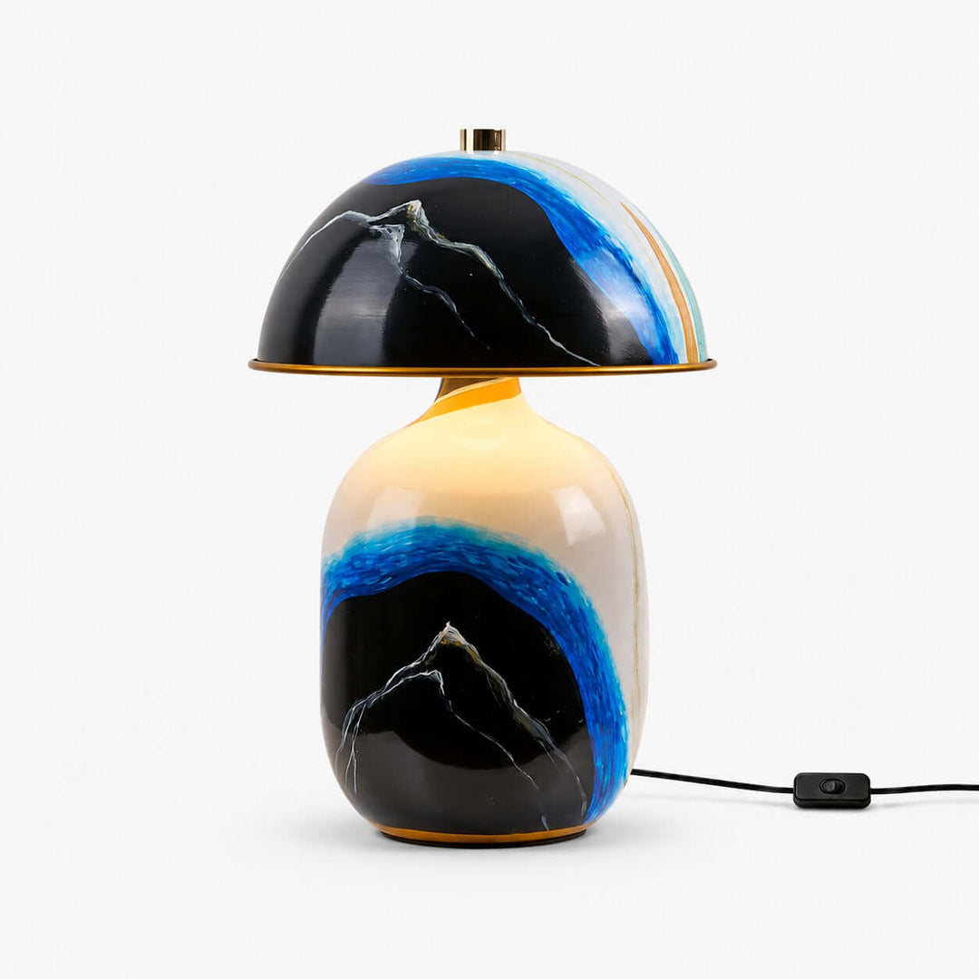 Evarin Table Lamp | Artistic Blue Ceramic Lamp for Living Rooms