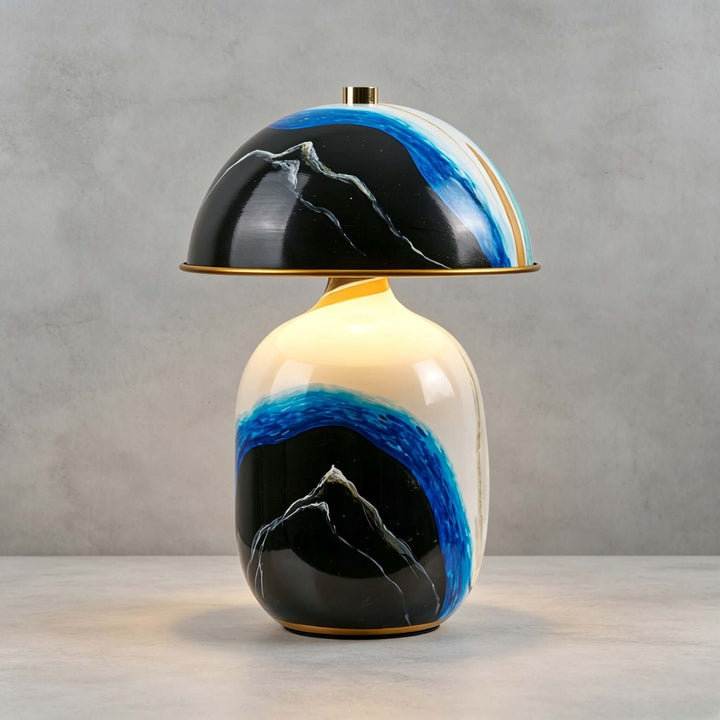 Evarin Table Lamp | Artistic Blue Ceramic Lamp for Living Rooms