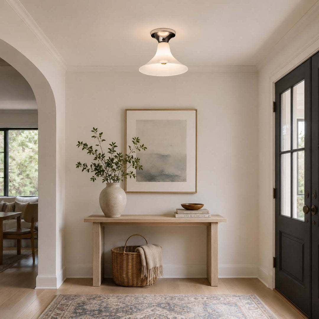 Evelyn Frosted Glass Flush Mount Light for Entryway and Hallway | Vinlighting