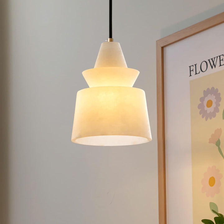 FLO S Small White Alabaster Pendant Light | Elegant Hanging | Vinlighting | Vinlighting