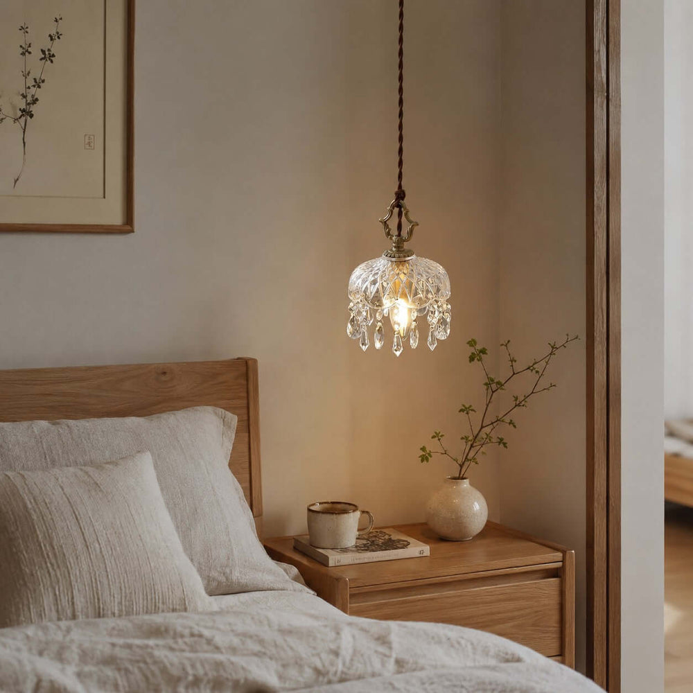 Faylen Pendant Light - French Bedroom Bedside Glass Pendant | Vinlighting
