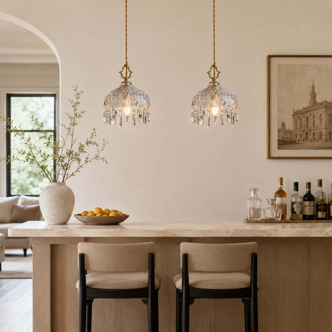 Faylen Pendant Light - French Bedroom Bedside Glass Pendant | Vinlighting