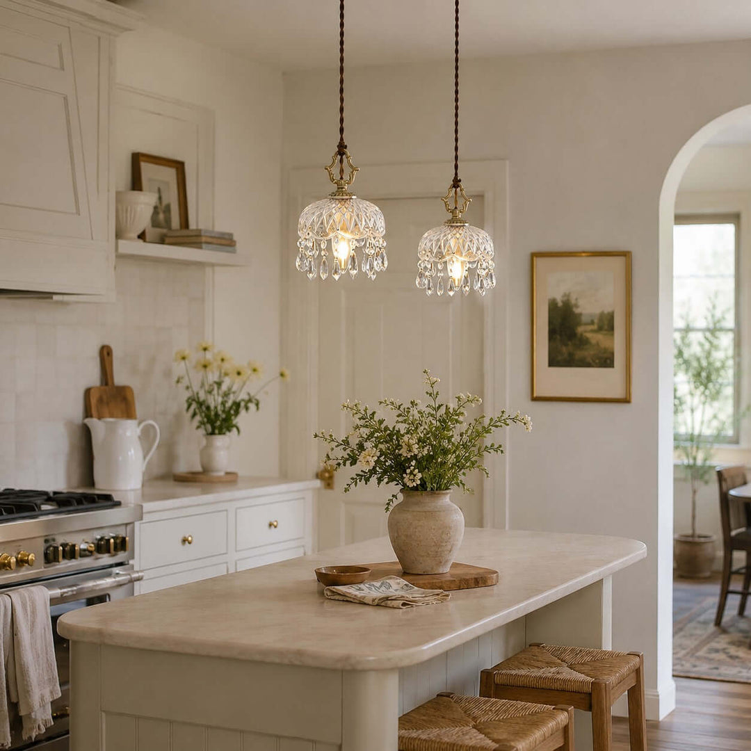Faylen Pendant Light - French Bedroom Bedside Glass Pendant | Vinlighting