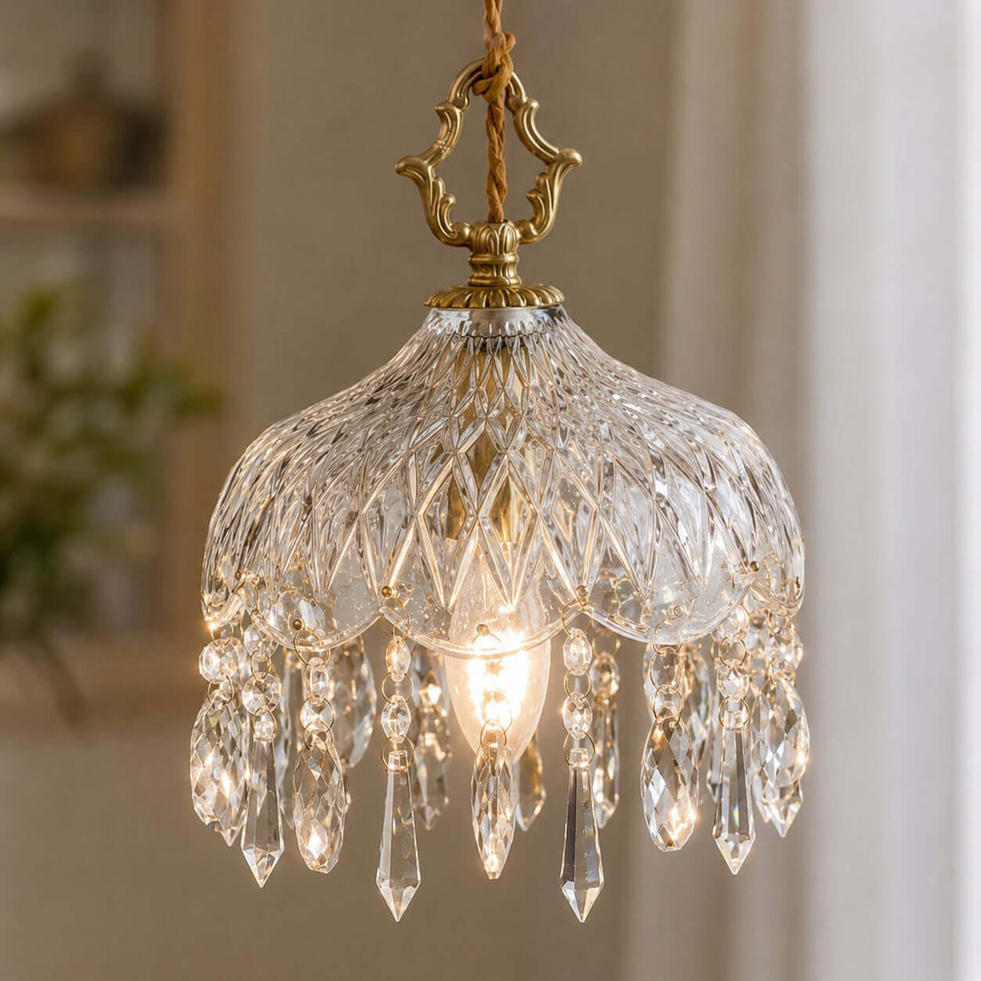 Faylen Pendant Light - French Bedroom Bedside Glass Pendant | Vinlighting