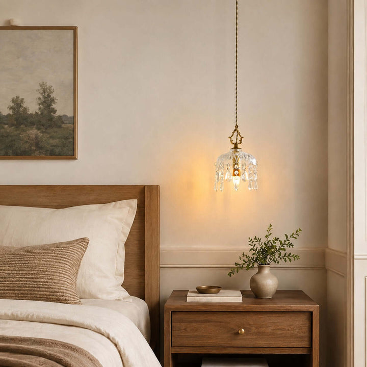 Faylen Pendant Light - French Bedroom Bedside Glass Pendant | Vinlighting