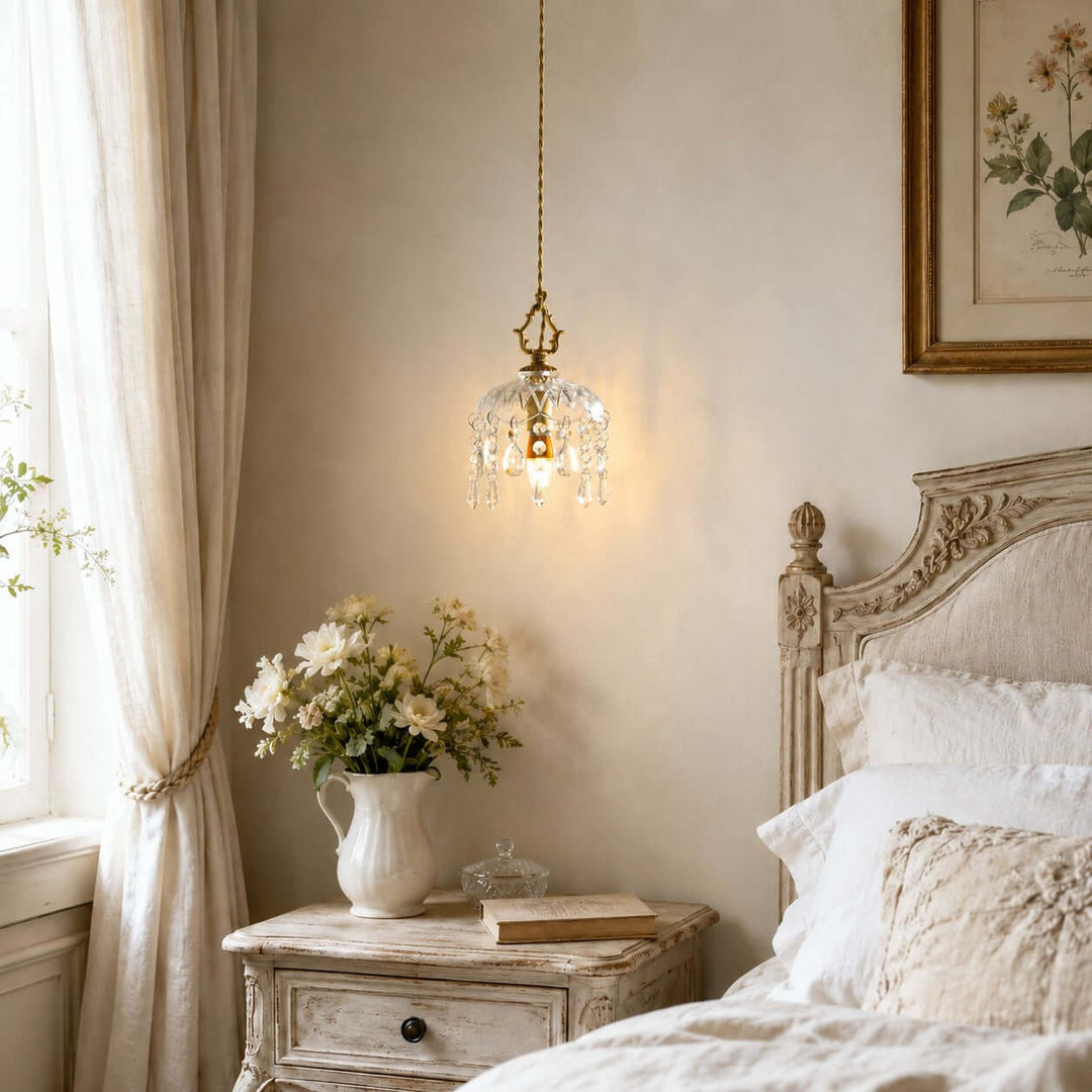 Faylen Pendant Light - French Bedroom Bedside Glass Pendant | Vinlighting