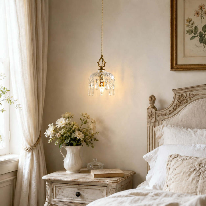 Faylen Pendant Light - French Bedroom Bedside Glass Pendant | Vinlighting