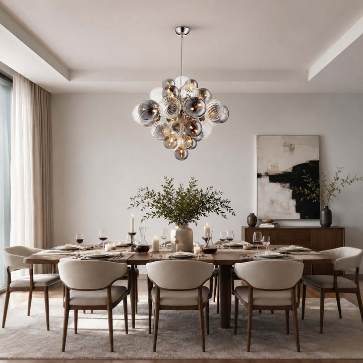 Fendell Elegant Smoked &amp; Clear Glass Globe Chandelier Lighting