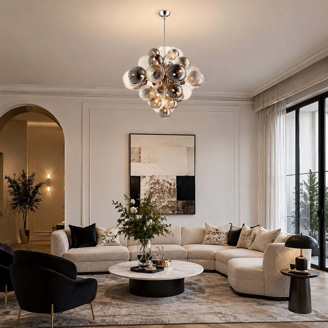 Fendell Elegant Smoked &amp; Clear Glass Globe Chandelier Lighting