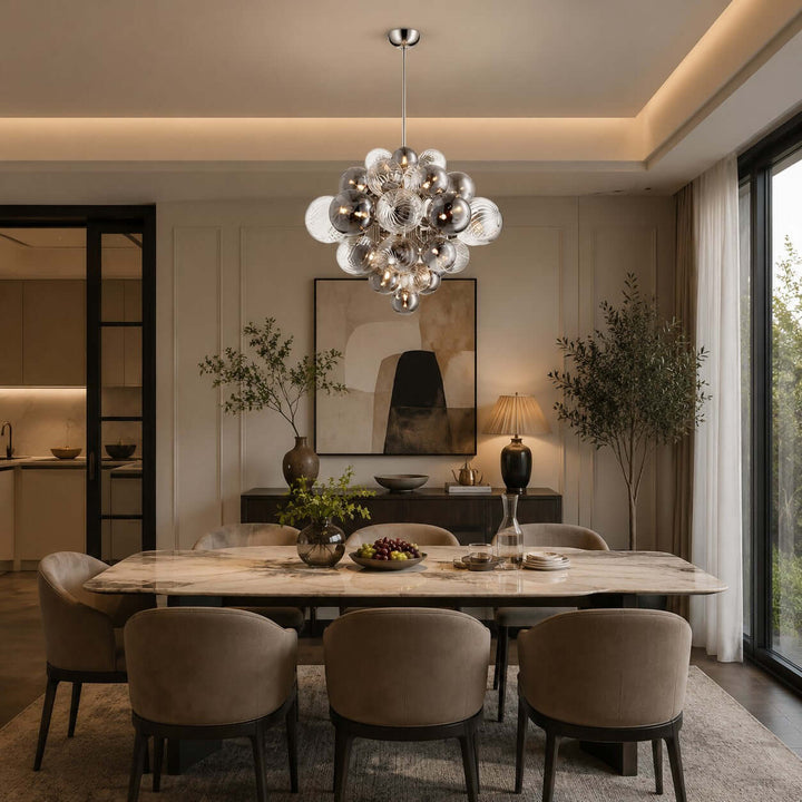Fendell Elegant Smoked &amp; Clear Glass Globe Chandelier Lighting