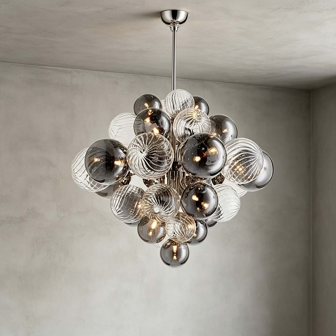 Fendell Elegant Smoked &amp; Clear Glass Globe Chandelier Lighting