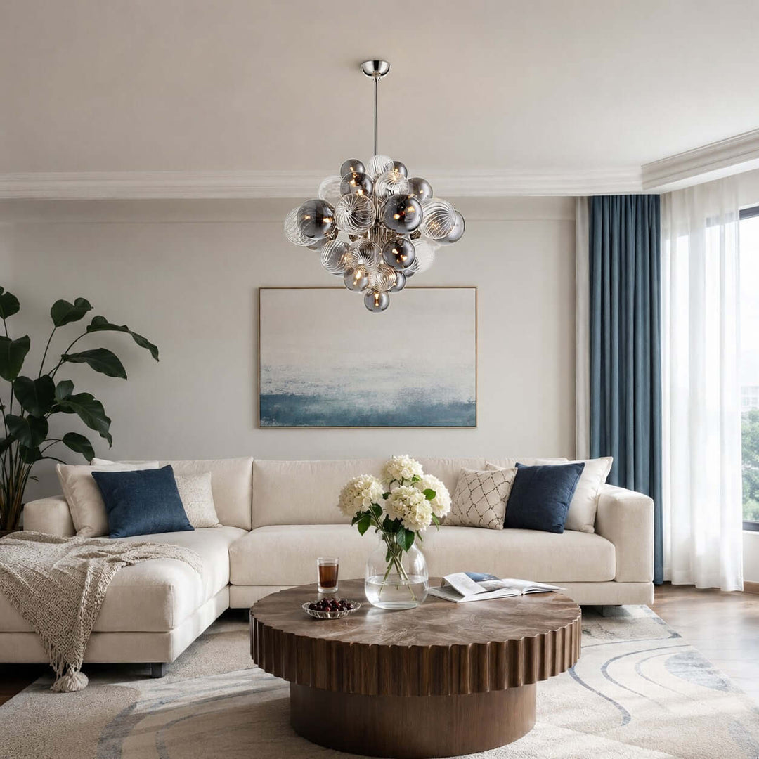 Fendell Elegant Smoked &amp; Clear Glass Globe Chandelier Lighting