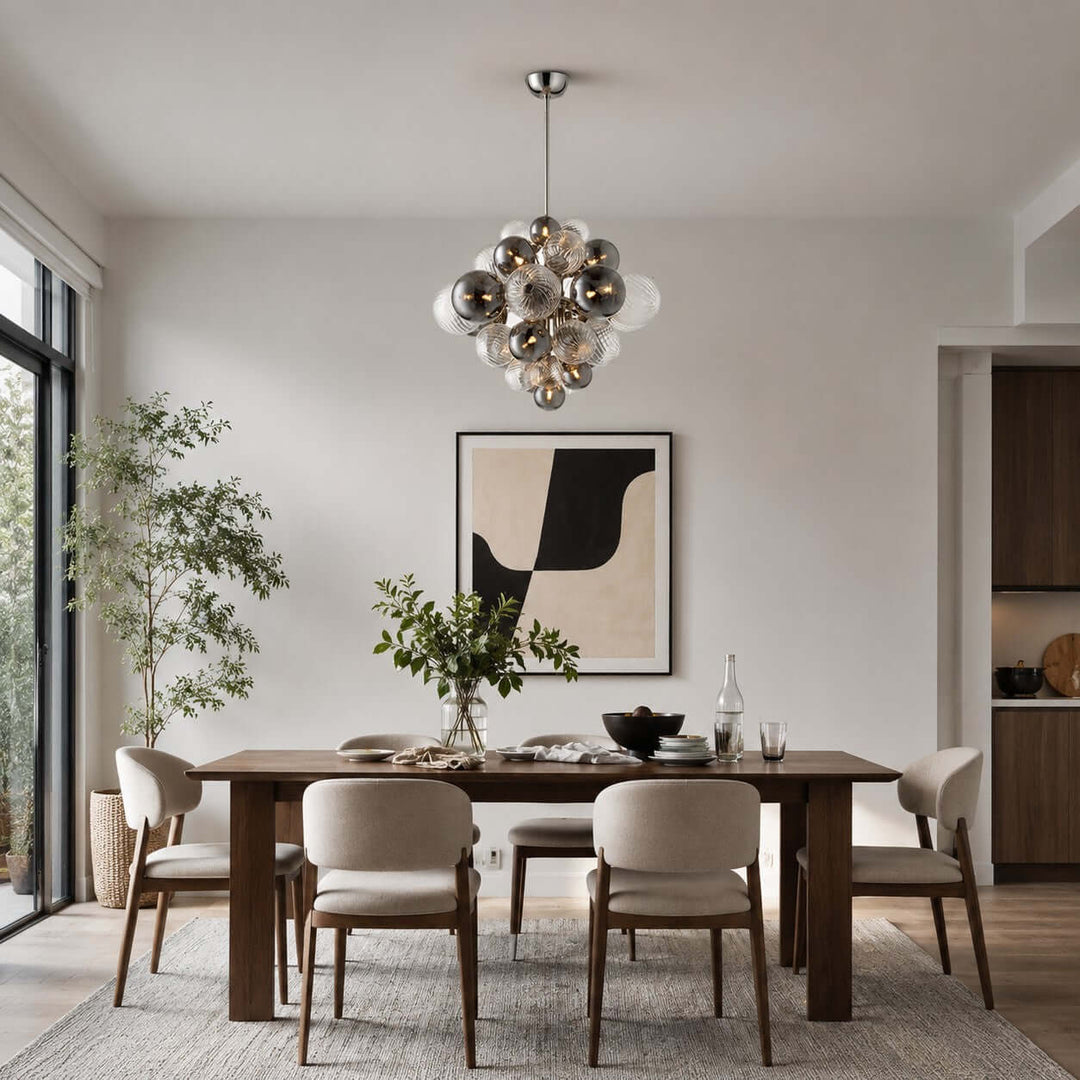 Fendell Elegant Smoked &amp; Clear Glass Globe Chandelier Lighting