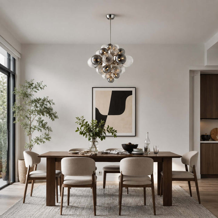 Fendell Elegant Smoked &amp; Clear Glass Globe Chandelier Lighting