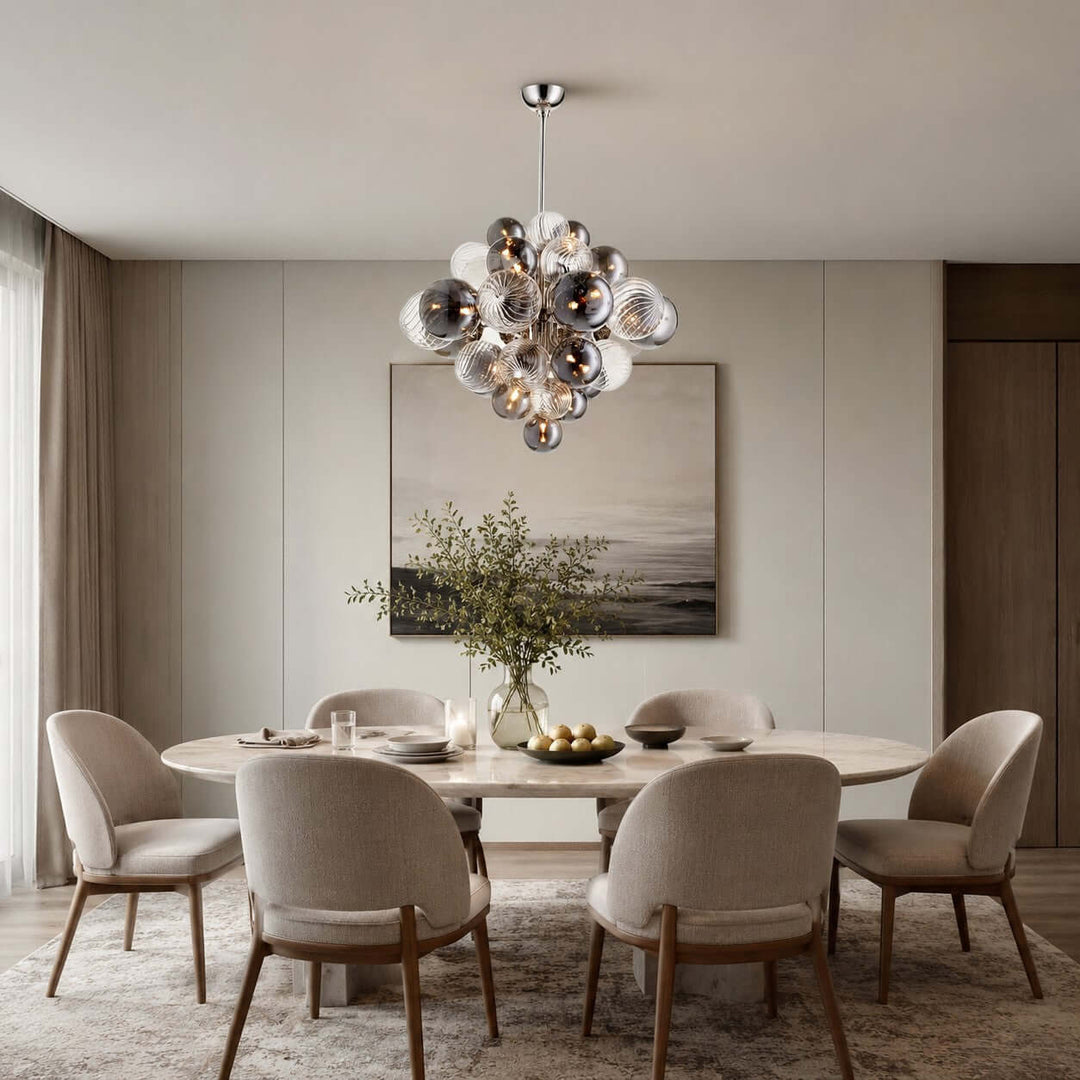 Fendell Elegant Smoked &amp; Clear Glass Globe Chandelier Lighting