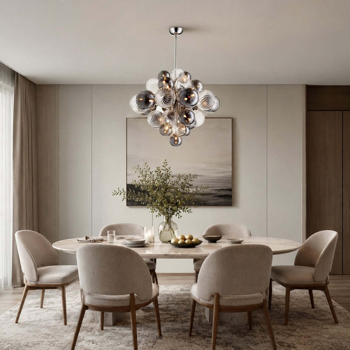 Fendell Elegant Smoked &amp; Clear Glass Globe Chandelier Lighting