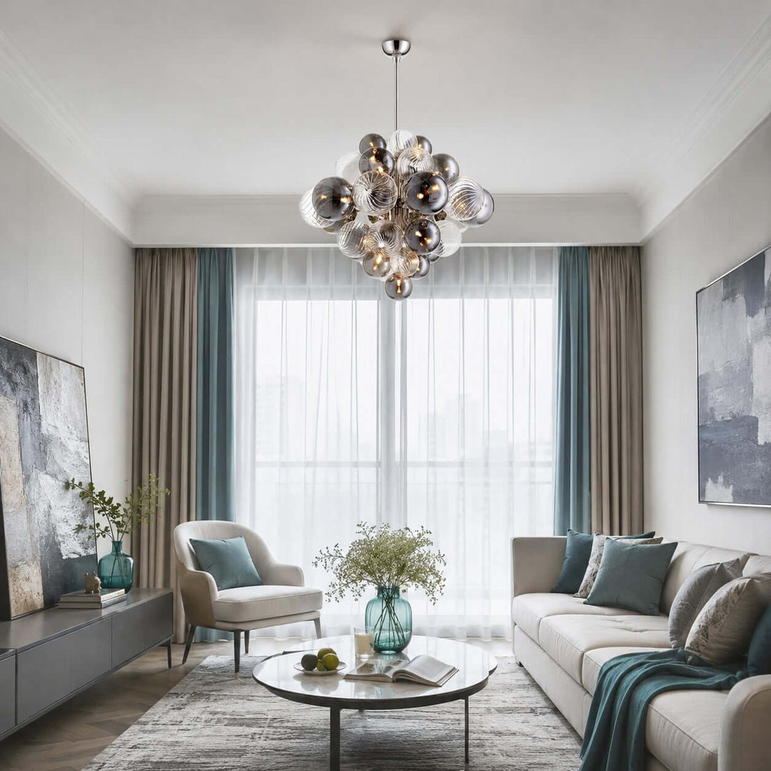 Fendell Elegant Smoked &amp; Clear Glass Globe Chandelier Lighting